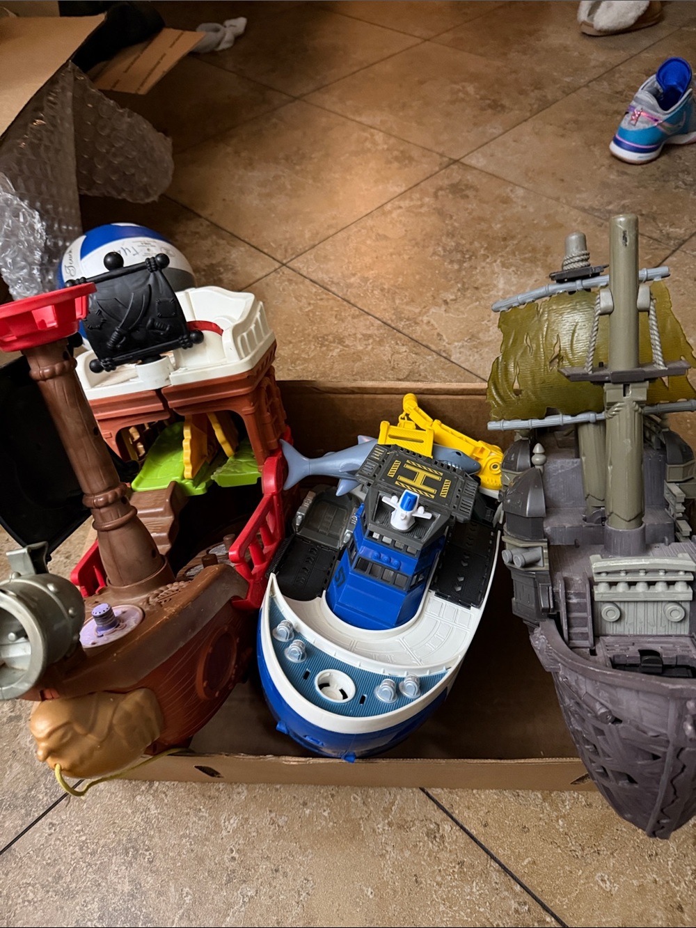 Disney Blue and White Toy Rescue Boat with Playset Accessories